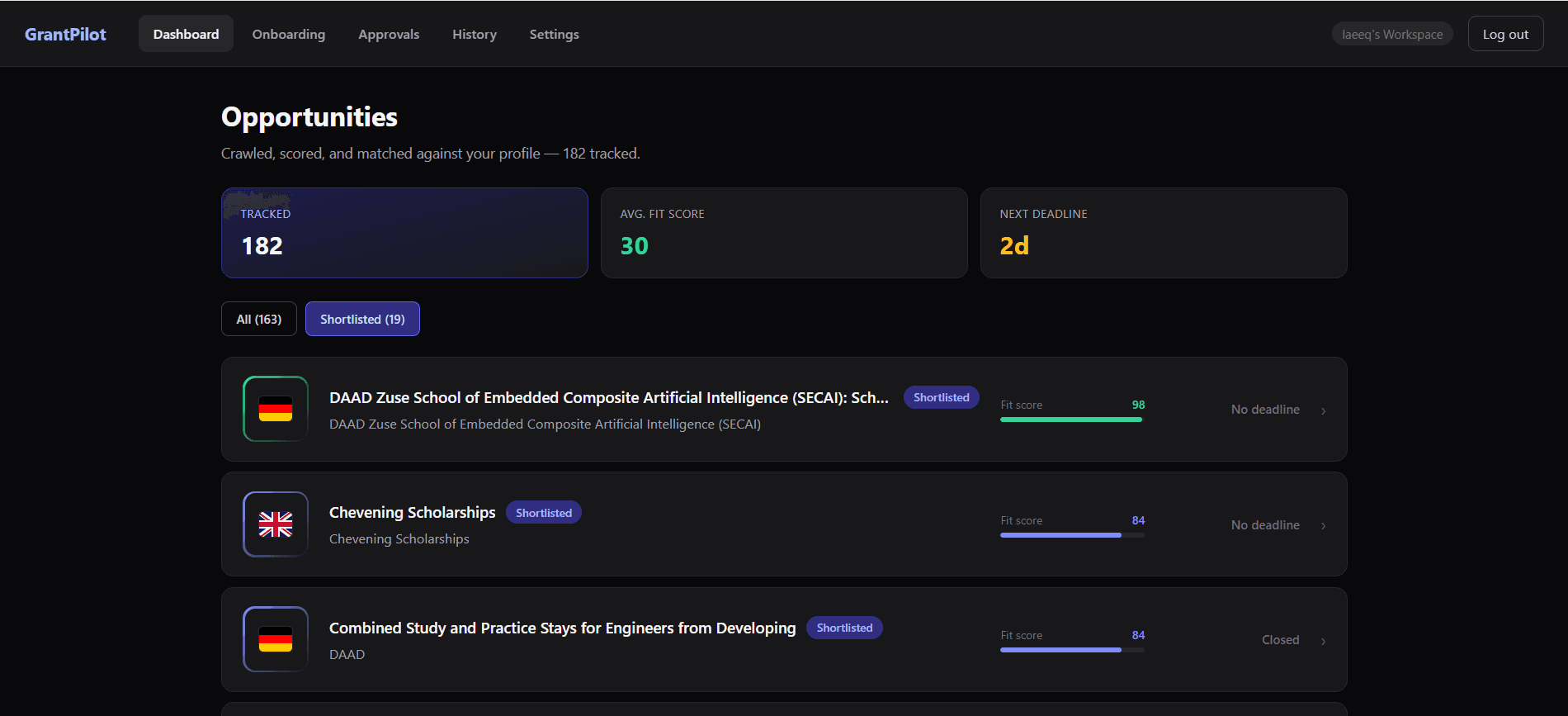 GrantPilot screenshot